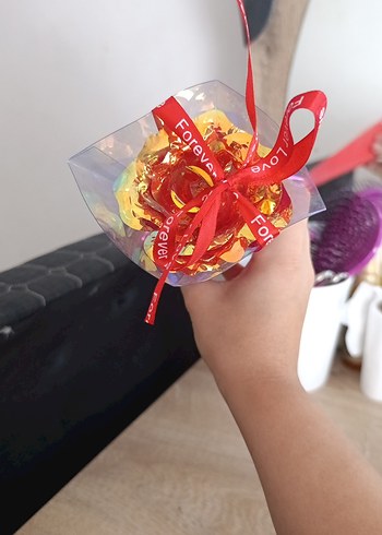 ışıklı yapay kırmızı gül - Görsel 3