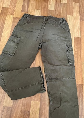l Beden Gri Kahverengi Eskitmeli Denim Pantolon