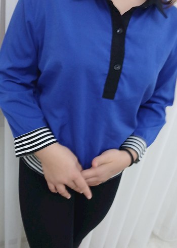 Mavi Uzun Kollu Kız Gömlek - Görsel 5