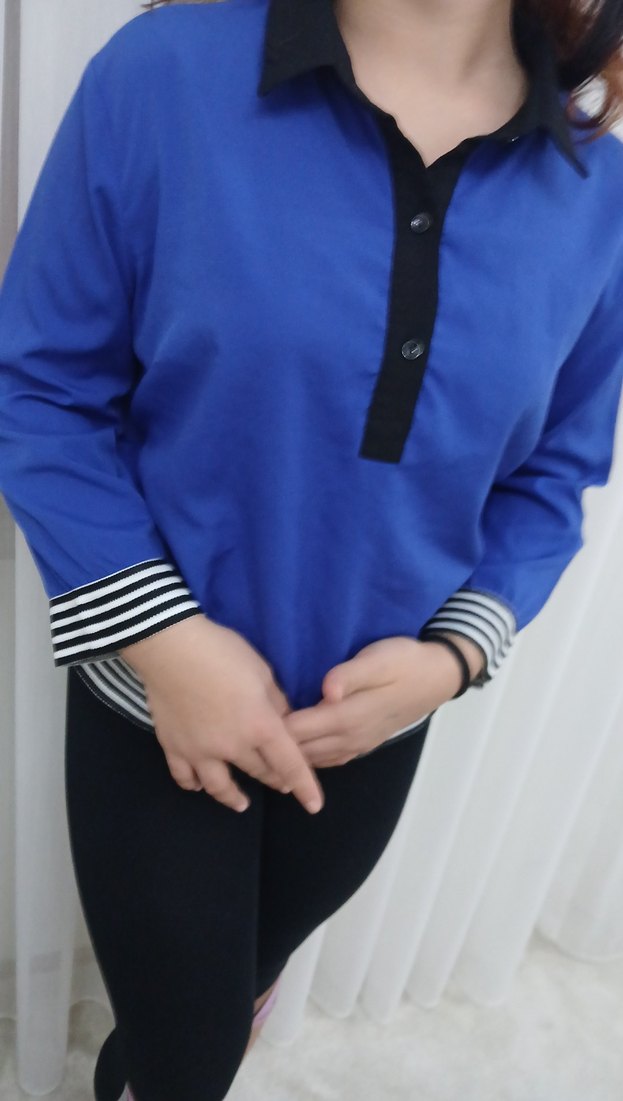 Mavi Uzun Kollu Kız Gömlek - Görsel 5