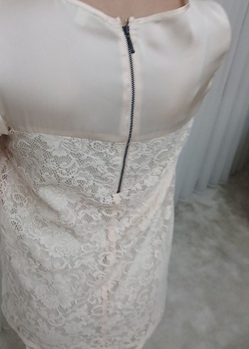 Dantel Detaylı Toz Pembe Mini Elbise - Görsel 2