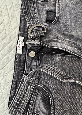 Morgan Gri Kemerli Kadın Denim Pantolon