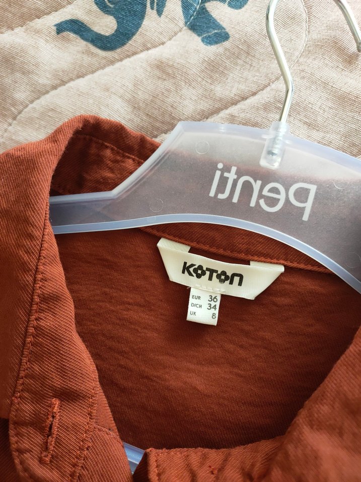 Düğmeli Keten Kahverengi - Görsel 3