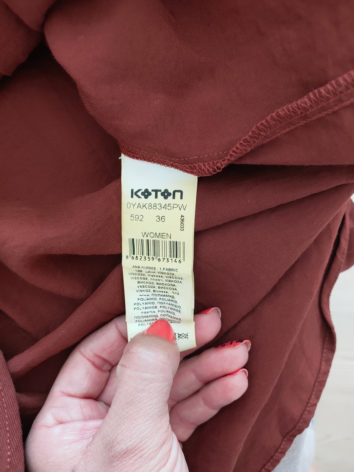 Düğmeli Keten Kahverengi - Görsel 4