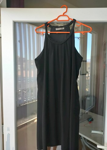 Siyah Yüksek Yakalı Midi Abiye Elbise - Görsel 4