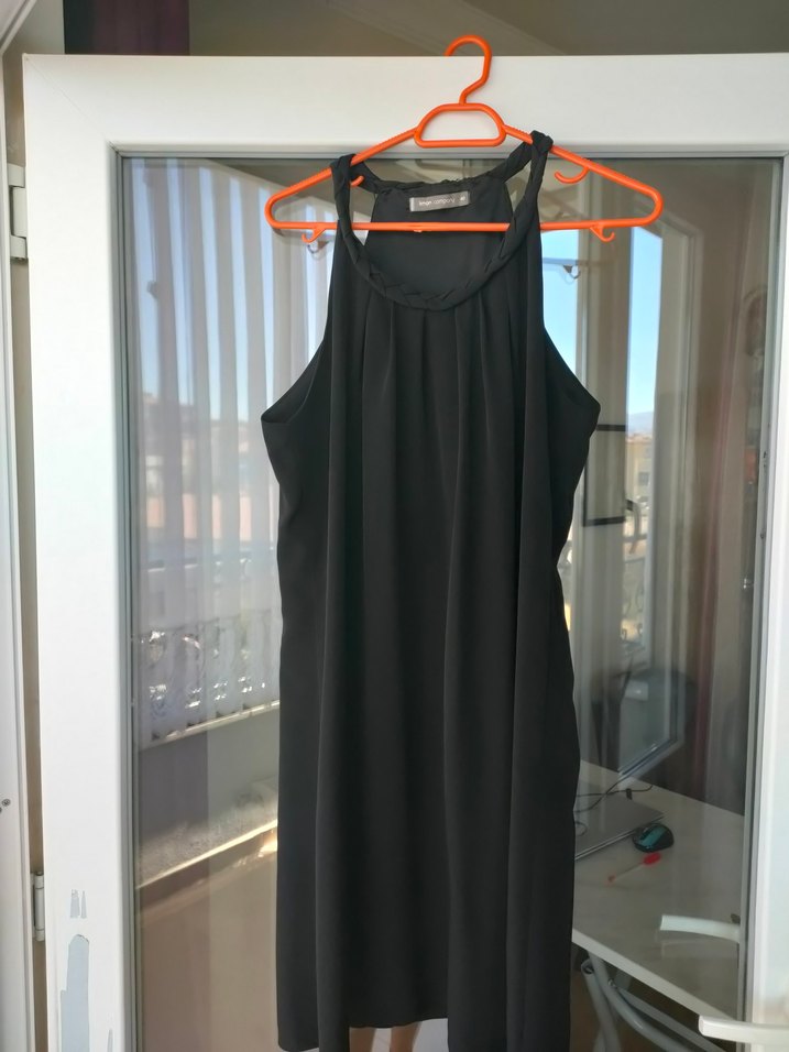 Siyah Yüksek Yakalı Midi Abiye Elbise - Görsel 4