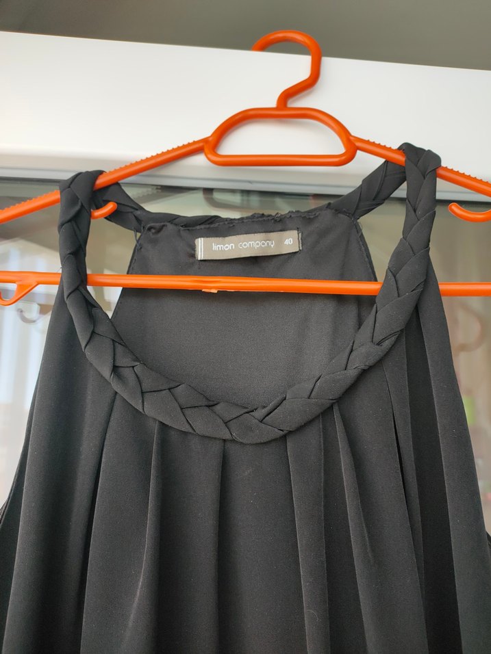 Siyah Yüksek Yakalı Midi Abiye Elbise - Görsel 3