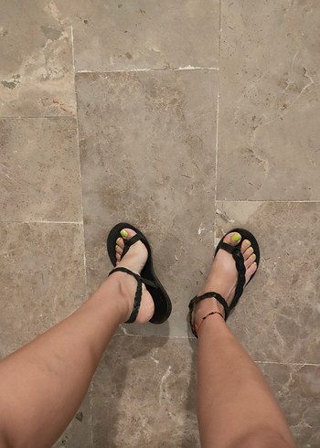 Deri Siyah Örgülü Kadın Sandalet - Görsel 4