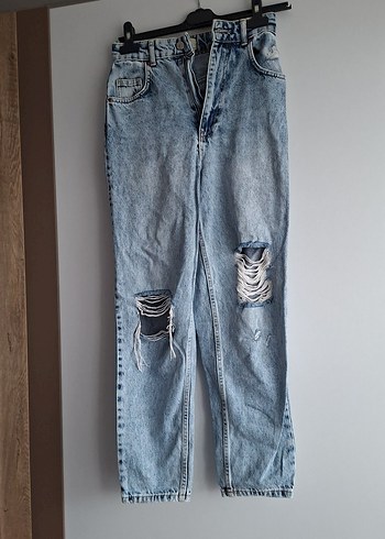 Gri Mavi Yırtık Detaylı Kadın Denim Pantolon - Görsel 3