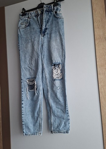 Gri Mavi Yırtık Detaylı Kadın Denim Pantolon - Görsel 4