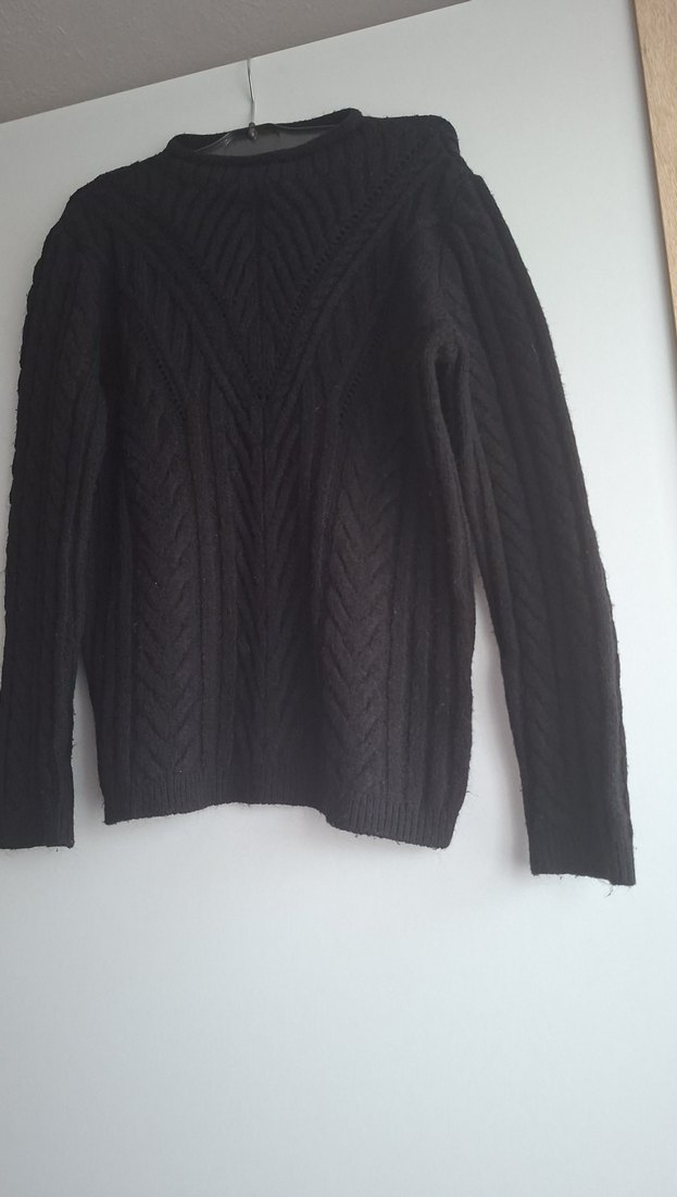 Kadın Siyah Örgü Triko Kazak - Görsel 4