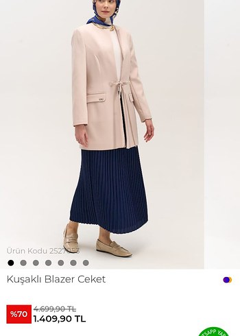 Setre Beyaz Kuşaklı Midi Blazer Ceket