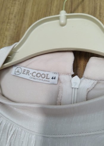 Bej Drapeli Uzun Kol Uzun Elbise - Görsel 2