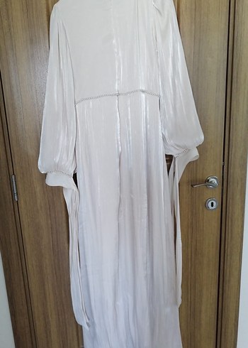 Bej Drapeli Uzun Kol Uzun Elbise - Görsel 4