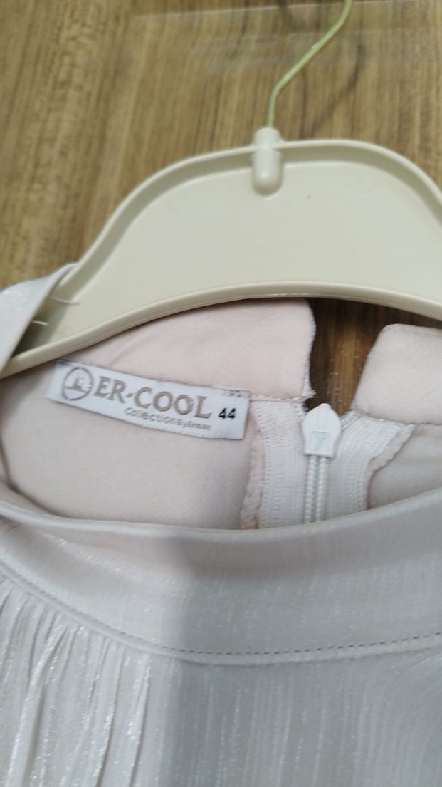 Bej Drapeli Uzun Kol Uzun Elbise - Görsel 2