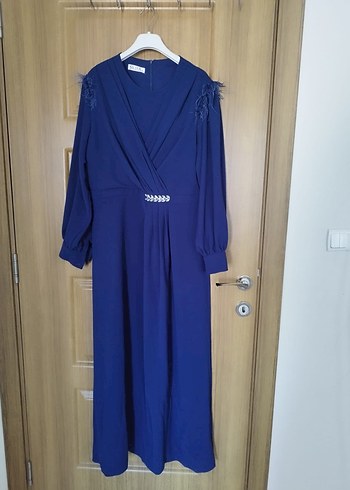 Drapeli Lacivert Uzun Kollu Kadın Elbise - Görsel 4