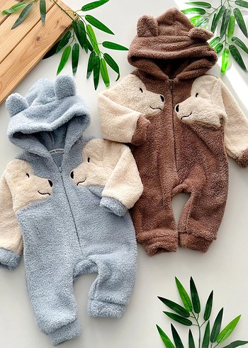 Kahverengi Kürklü Bebek Erkek Tulum ve kız tulumu - Görsel 3