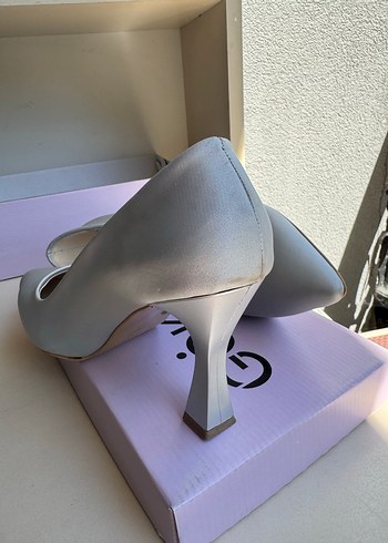 39 Beden Gri Minimalist Stiletto Topuklu Kadın Ayakkabı