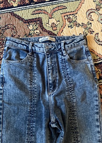 Bağlamalı Bohem Mavi Kadın Kot Pantolon