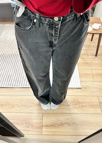 Siyah Salaş Midi Kadın Kot Pantolon - Görsel 2