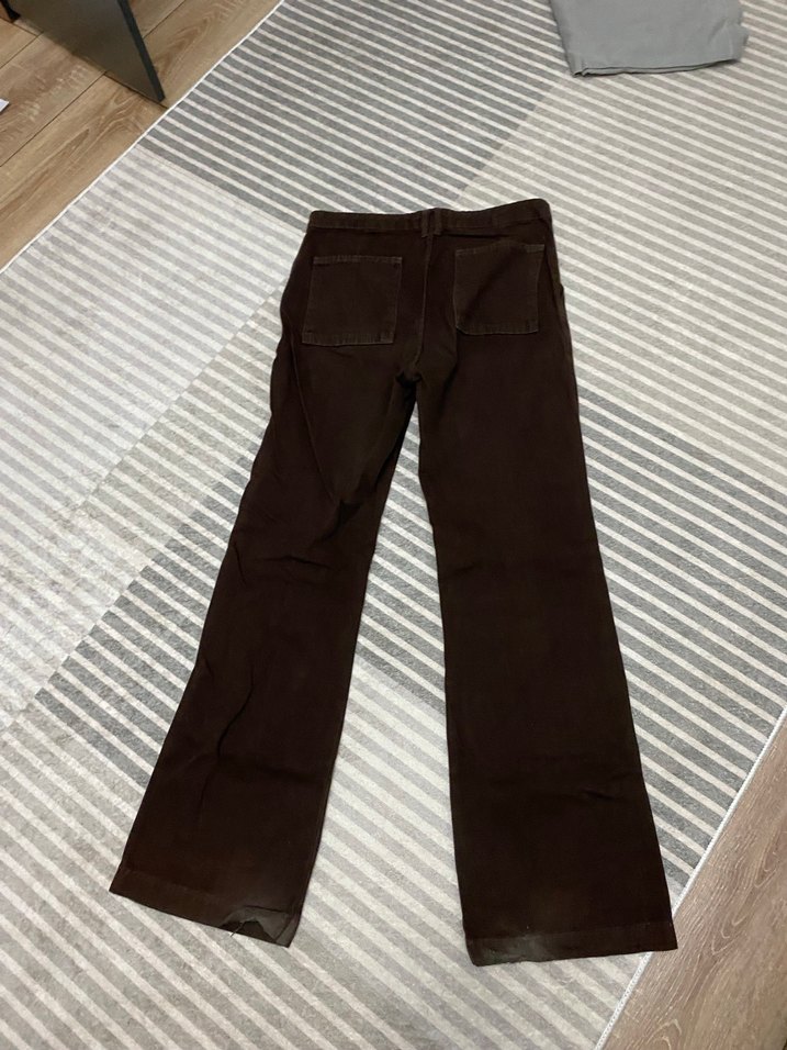 Kadın Kahverengi Midi Bol Kesim Kot Pantolon - Görsel 2