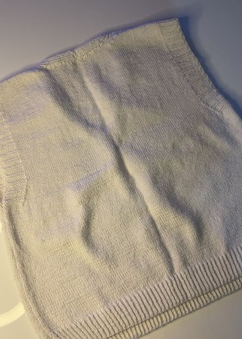 Beyaz V Yaka Örgü Kadın Süveter - Görsel 2