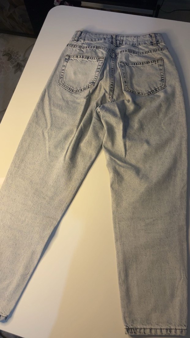 Gri Kadın Salaş Midi Denim Pantolon - Görsel 4