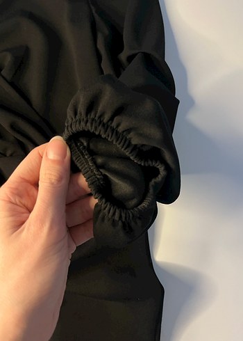 Drapeli V Yaka Siyah Hamile Bluzu - Görsel 2