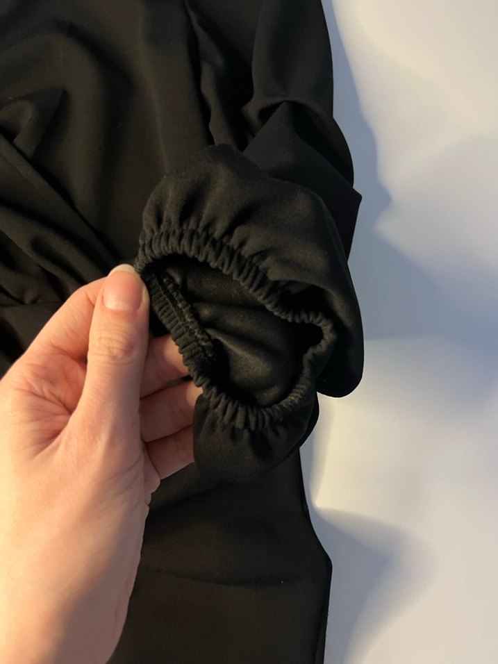 Drapeli V Yaka Siyah Hamile Bluzu - Görsel 2