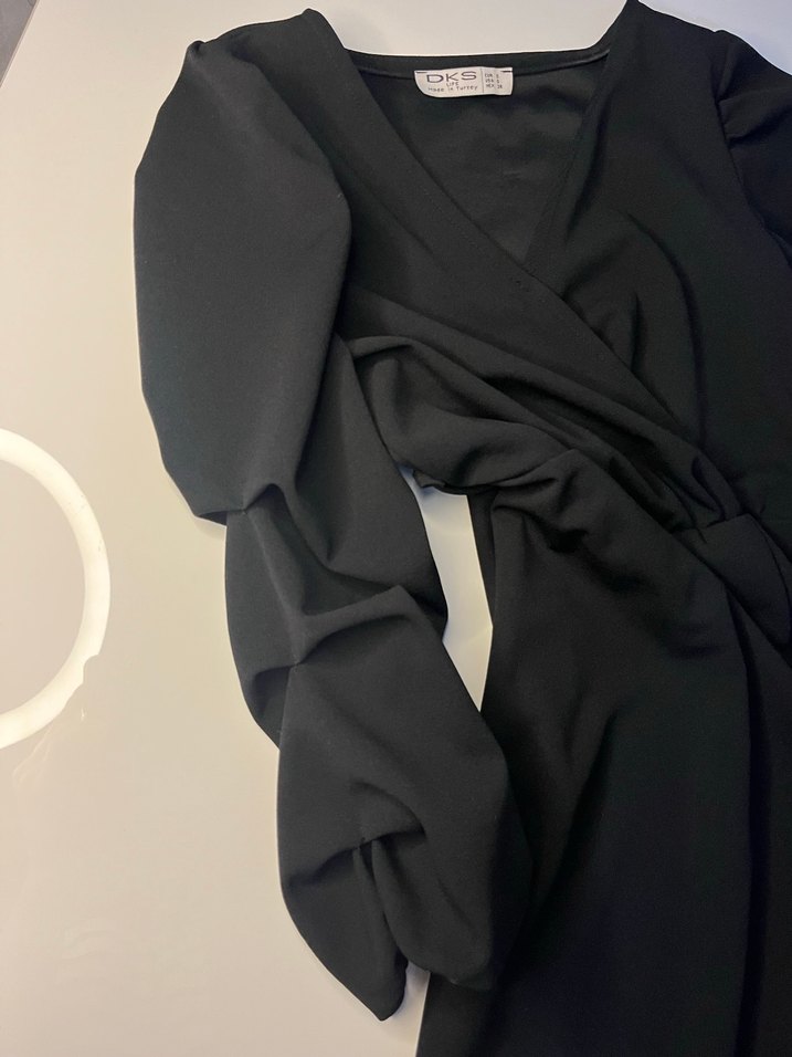 Drapeli V Yaka Siyah Hamile Bluzu - Görsel 3