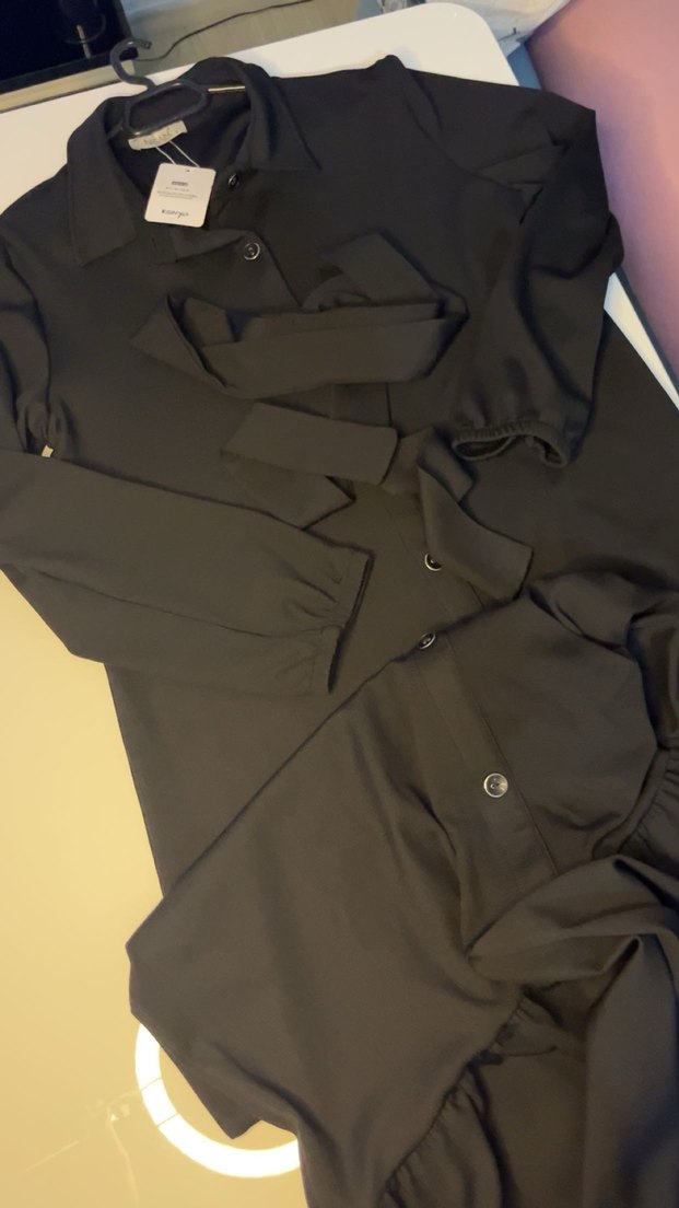 Kemerli gömlek elbise - Görsel 3