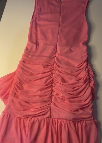 Pembe Drapeli Uzun Abiye Elbise - Görsel 4