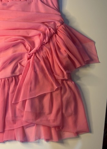 Pembe Drapeli Uzun Abiye Elbise - Görsel 2