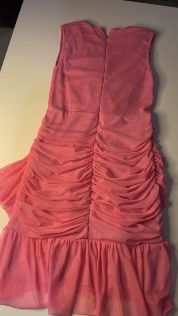 Pembe Drapeli Uzun Abiye Elbise - Görsel 4