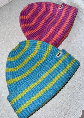 Renkli Çizgili Örgü Bere Mavi Marka - Görsel 3