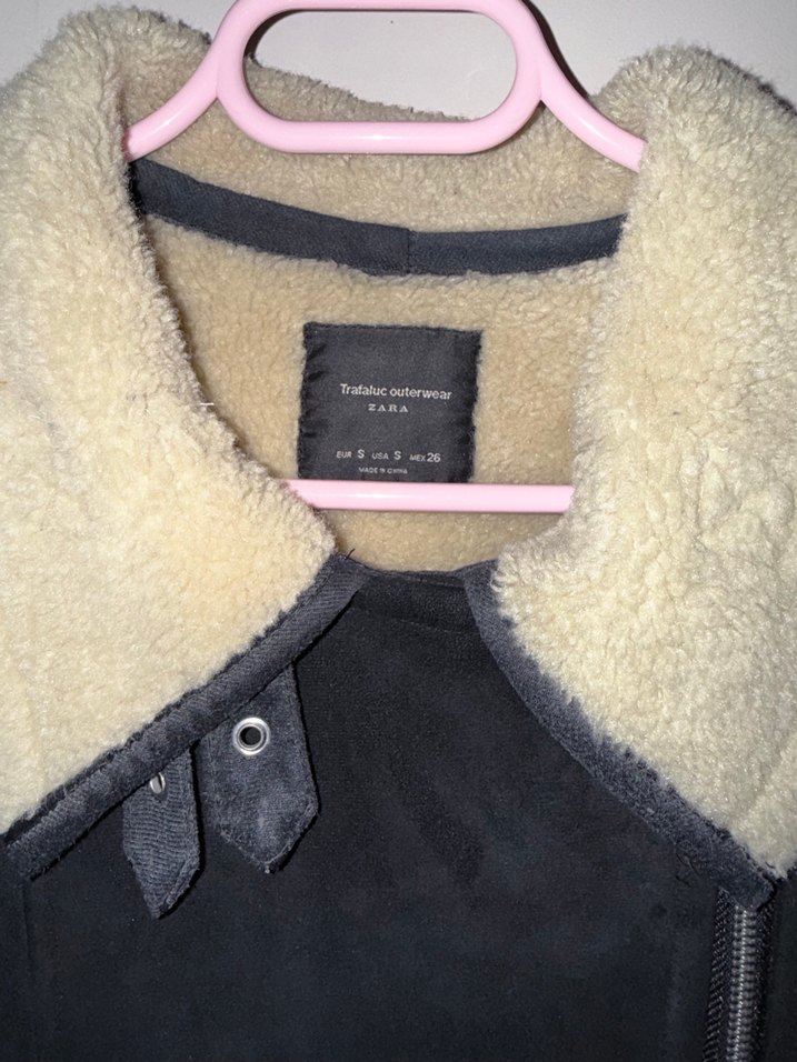 Kürklü Siyah Süet Kadın Ceket ZARA MARKA - Görsel 2