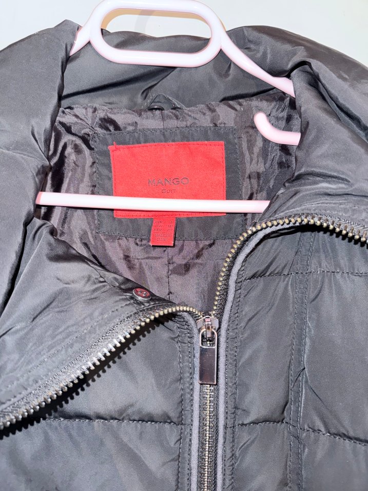 Fermuarlı Siyah Kadın Midi Mont MANGO MARKA - Görsel 2