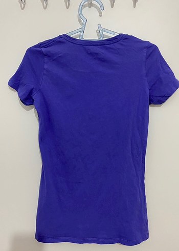 xs Beden Mor Baskılı Kısa Kollu Fitted Tişört