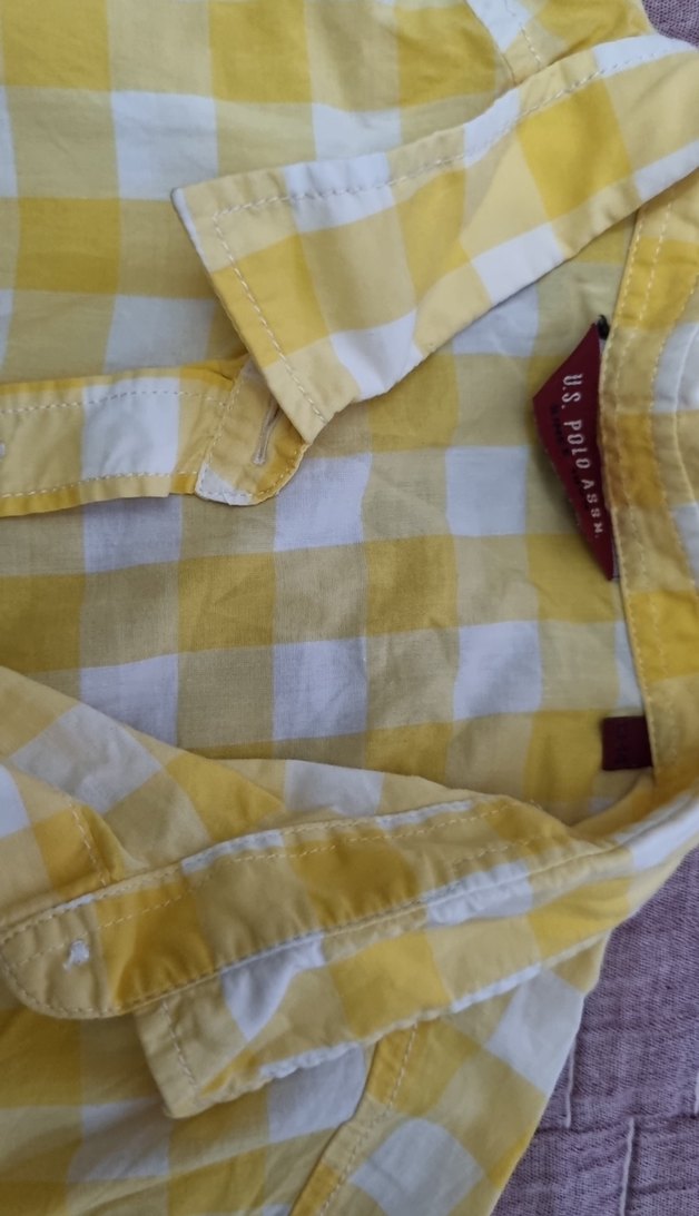 Sarı Kareli Uzun Kollu Kadın Gömlek - Görsel 2