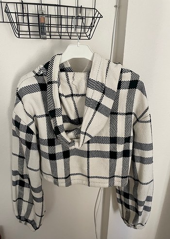 Diğer Ekose Desenli Kapüşonlu Kadın Sweatshirt