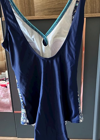 Bohem Desenli Mavi Drapeli Kadın Mayo - Görsel 3