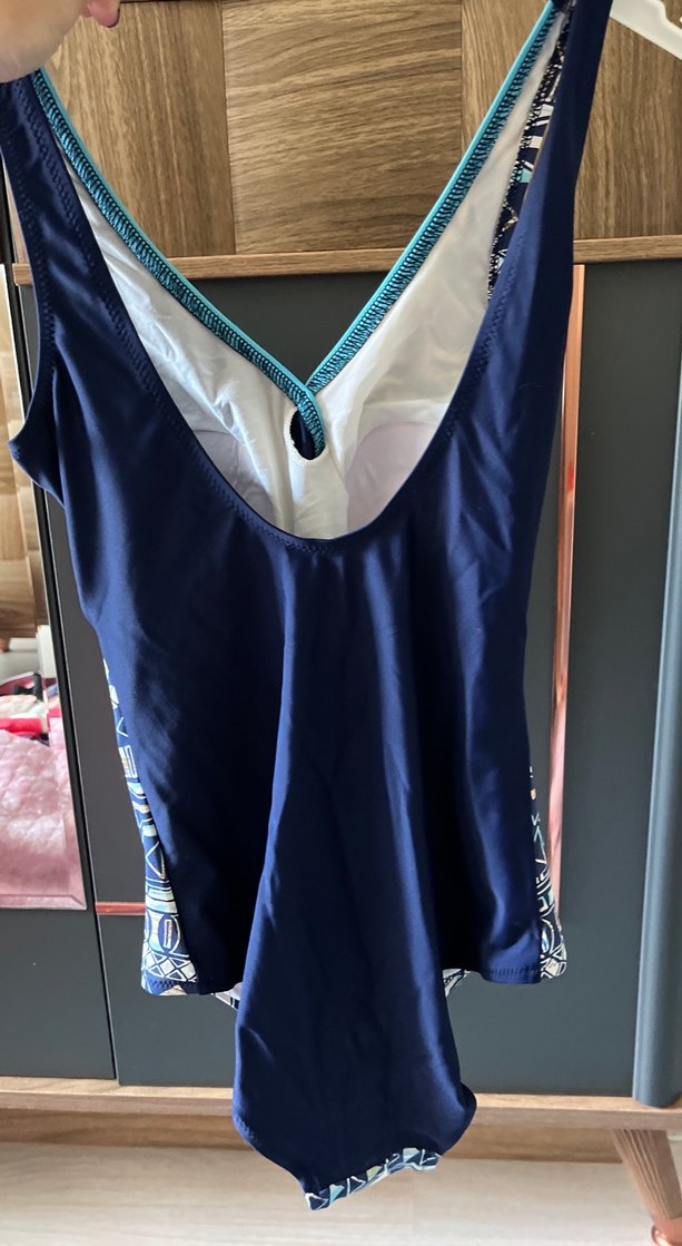 Bohem Desenli Mavi Drapeli Kadın Mayo - Görsel 3