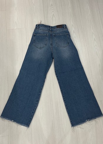 Stradivarius Kadın Mavi Bol Paça Midi Denim Pantolon