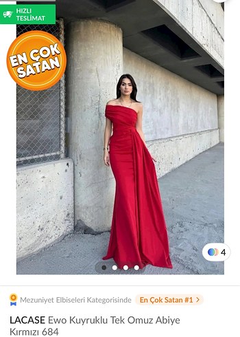 Zara Lacase Kırmızı Drapeli Straplez Abiye Elbise