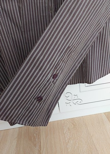Bershka Düğmeli Çizgili Uzun Kollu Kadın Gömlek çan kol model Y2k