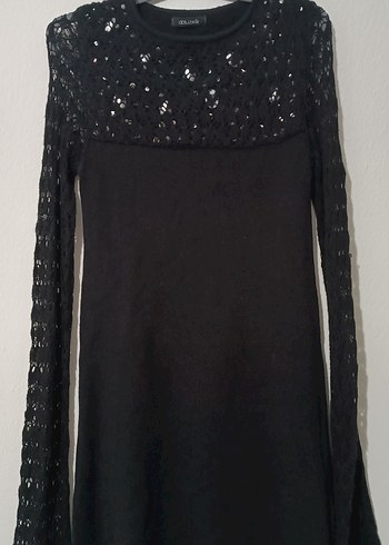 Adil Işık Marka Siyah Uzun Kollu Triko Elbise - Görsel 2