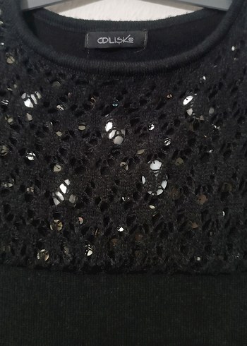 Adil Işık Marka Siyah Uzun Kollu Triko Elbise - Görsel 4