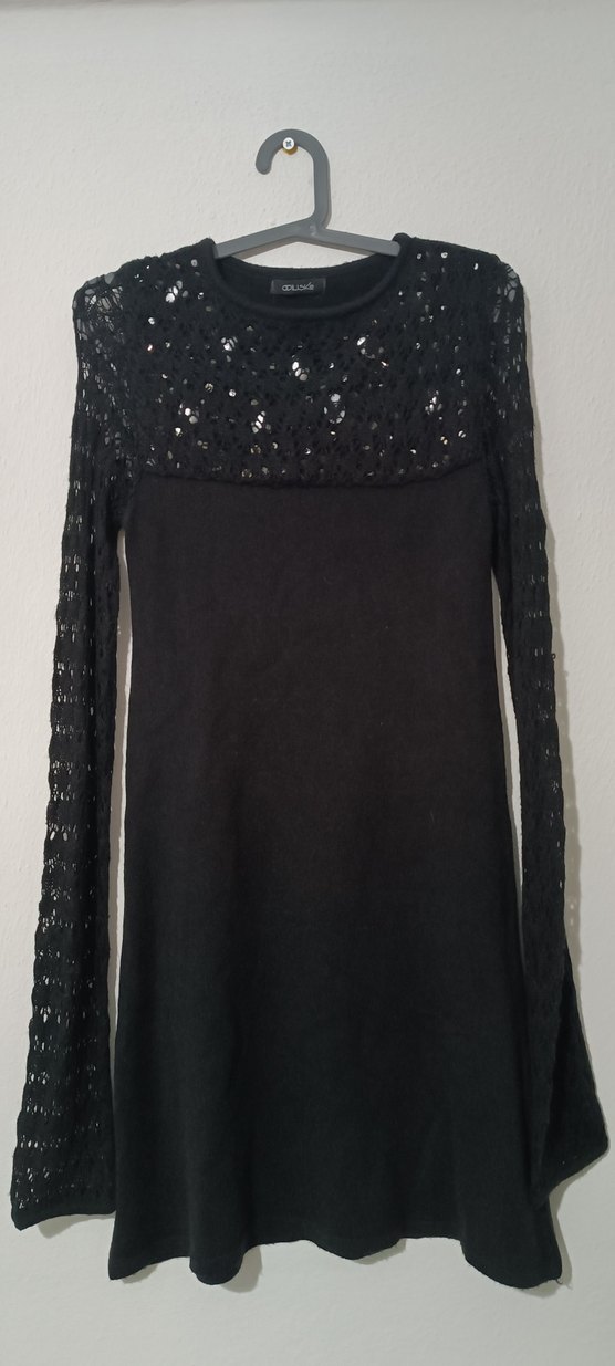 Adil Işık Marka Siyah Uzun Kollu Triko Elbise - Görsel 2