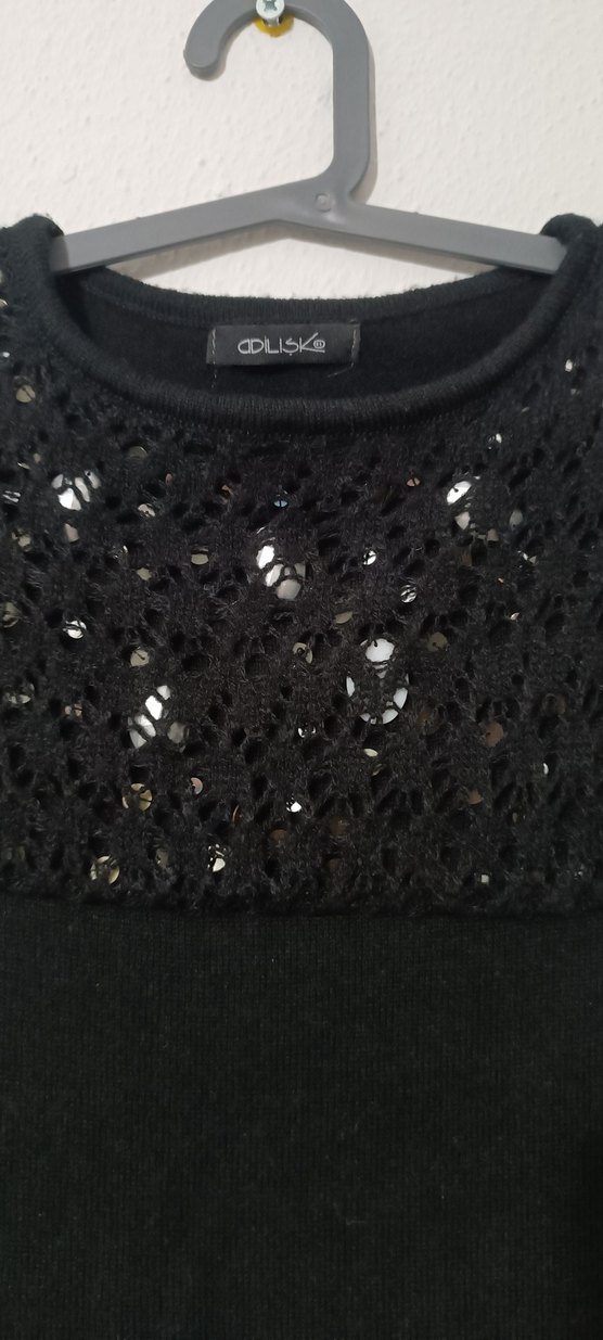 Adil Işık Marka Siyah Uzun Kollu Triko Elbise - Görsel 4