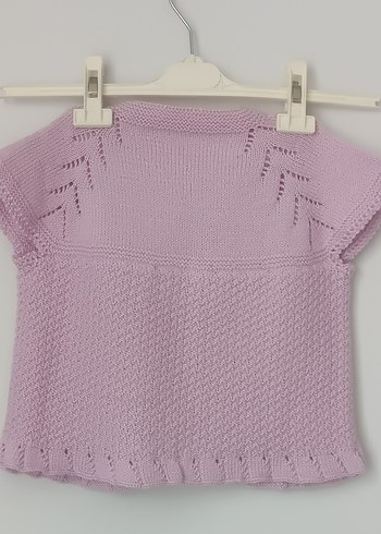 Kız Çocuk Lila El Örgüsü Kolsuz Hırka - Görsel 3